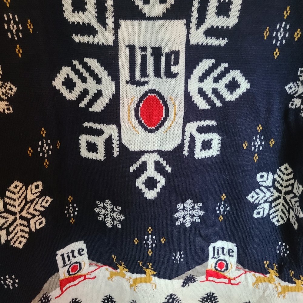 NWOT Miller Lite Holiday Ugly Sweater, Size Large - Picture 3 of 4